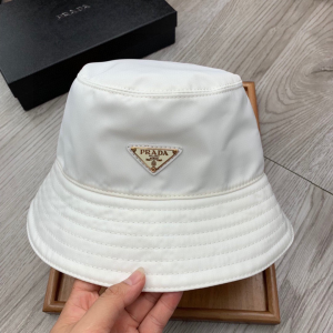 Prada White Re Nylon Canvas Bucket Hat