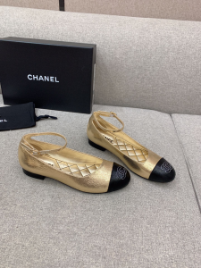 Chanel Mary Janes Ballet Flat Gold