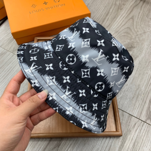 Louis Vuitton Monogram Canvas Bucket Hat Black Gray Louis Vuitton Monogram Canvas Bucket Hat Black Gray