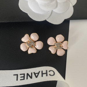 Chanel Crystal CC Flower Pink Earrings