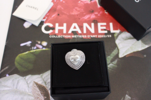 Chanel Crystal CC Heart Brooch