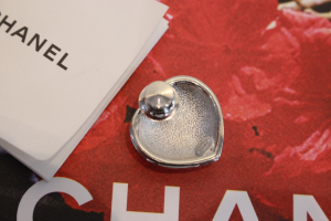 Chanel Crystal CC Heart Brooch