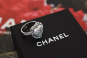 Chanel Crystal CC Heart Rings