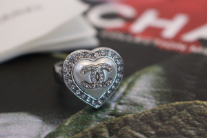 Chanel Crystal CC Heart Rings