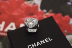 Chanel Crystal CC Heart Rings