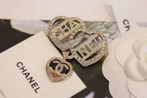 Chanel Crystal CC Multi Heart Brooch