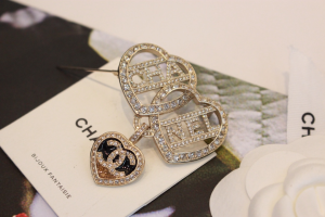 Chanel Crystal CC Multi Heart Brooch