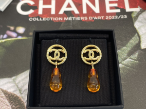 Chanel Gold CC Logo Round Earrings