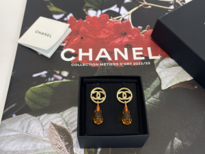 Chanel Gold CC Logo Round Earrings