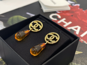 Chanel Gold CC Logo Round Earrings