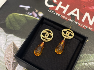 Chanel Gold CC Logo Round Earrings