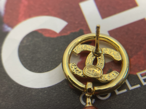 Chanel Gold CC Logo Round Earrings