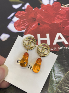 Chanel Gold CC Logo Round Earrings