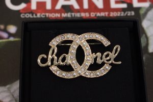 Chanel Monogram CC Logo Pearl Brooch