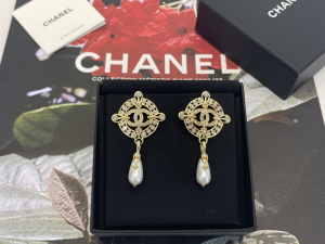 Chanel Pearl Caged CC Drop Earrings