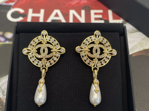 Chanel Pearl Caged CC Drop Earrings