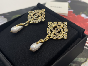 Chanel Pearl Caged CC Drop Earrings