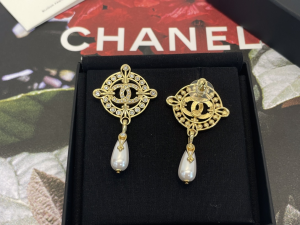 Chanel Pearl Caged CC Drop Earrings