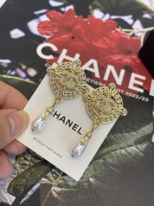 Chanel Pearl Caged CC Drop Earrings