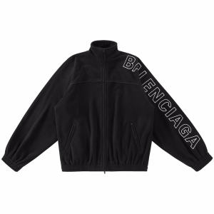 Balenciaga Logo Printed Highneck Track Black Pile Oversize Sweatshirt Jacket Balenciaga Logo Printed Highneck Track Black Pile Oversize Sweatshirt Jacket
