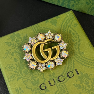 Gucci Double G Crystal Brooch