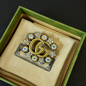Gucci Double G Crystal Brooch