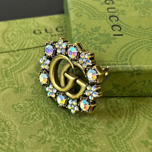 Gucci Double G Crystal Brooch