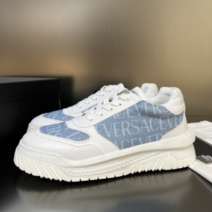 Versace Odissea Sneaker Denim Blue Fabric and White Leather Versace Odissea Sneaker Denim Blue Fabric and White Leather