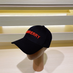 Burberry Logo Cotton Baseball Cap Hat Black