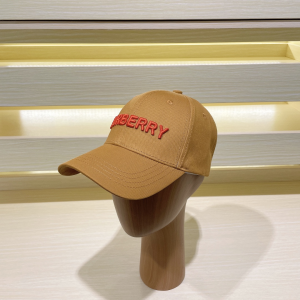 Burberry Logo Cotton Baseball Cap Hat Brown