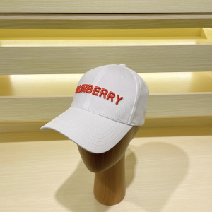 Burberry Logo Cotton Baseball Cap Hat White