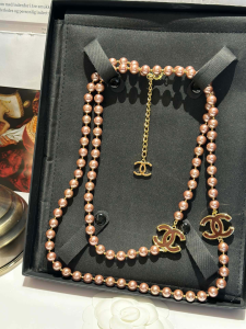 Chanel CC Logo Pearl Necklaces Gold