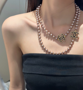 Chanel CC Logo Pearl Necklaces Gold