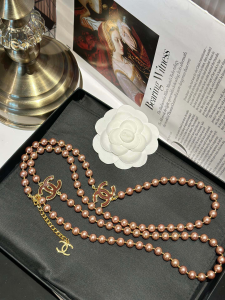 Chanel CC Logo Pearl Necklaces Gold