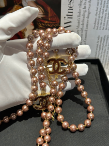 Chanel CC Logo Pearl Necklaces Gold
