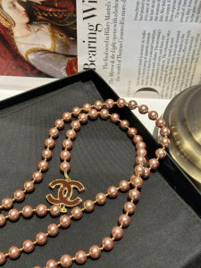 Chanel CC Logo Pearl Necklaces Gold