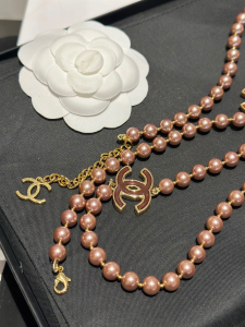 Chanel CC Logo Pearl Necklaces Gold