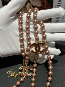 Chanel CC Logo Pearl Necklaces Gold