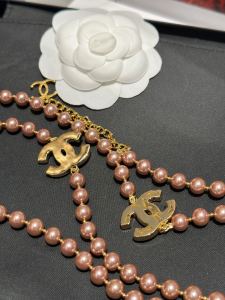 Chanel CC Logo Pearl Necklaces Gold