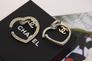 Chanel Crystal CC Heart Earrings