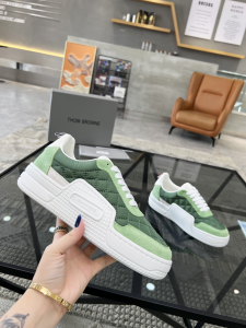Thom Browne Green Nylon and Suede Leather Trainer Sneakers Thom Browne Green Nylon and Suede Leather Trainer Sneakers