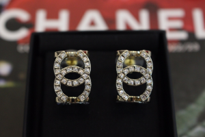 Chanel Crystals CC Logo Earrings