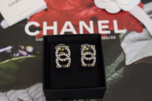 Chanel Crystals CC Logo Earrings