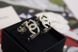 Chanel Crystals CC Logo Earrings