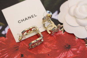 Chanel Crystals CC Logo Earrings