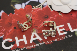 Chanel Crystals CC Logo Earrings