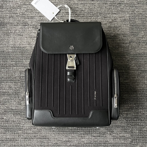 Rimowa Large Men Black Leather Trimmed and Canvas Flap Backpack Rimowa Large Men Black Leather Trimmed and Canvas Flap Backpack