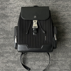Rimowa Small Men Black Leather Trimmed and Canvas Flap Backpack Rimowa Small Men Black Leather Trimmed and Canvas Flap Backpack