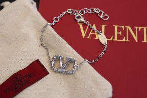 Valentino Crystal Vlogo Chain Bracelet