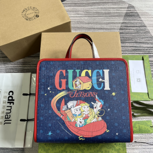 Gucci Kids GG The Jetsons Print Blue Supreme Canvas Tote Bag Gucci Kids GG The Jetsons Print Blue Supreme Canvas Tote Bag